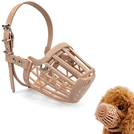 Andiker Hundemaulkorb, verstellbarer atmungsaktiver Mesh Maulkorb für Hund, Kunststoff Hundemundabdeckung gegen Beißen, Bellen oder Kauen für kleine mittelgroße Hunde (L)