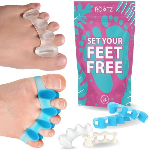 ROOTZ | Kit Correttore Alluce Valgo e Separatore Dita Piede (2 Paia, 2 Modelli) | Distanziatore per Sollievo dal Dolore e Allineamento Dita | In silicone
