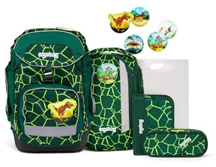 ergobag Schulranzen-Set Pack Set | 6-teiliges Set mit flexiblem ergonomischem Schulrucksack aus der Vorgänger-Kollektion für die 1. Klasse Grundschule