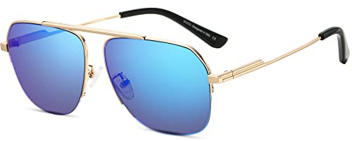 DUCO Retro Sonnenbrille für Herren Damen Halbrandlose Nicht Polarisierte Sonnenbrille für das Fahren DC3035