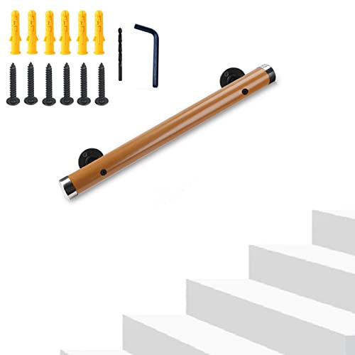 Dakzhou 1.6Ft Wooden Handrail Resin Non-Slip Stair Handrail Wall Mounted Handrail Indoor Outdoor, Comfortable Barrier-Free Stair Handrail for Elderly 1.97 Round