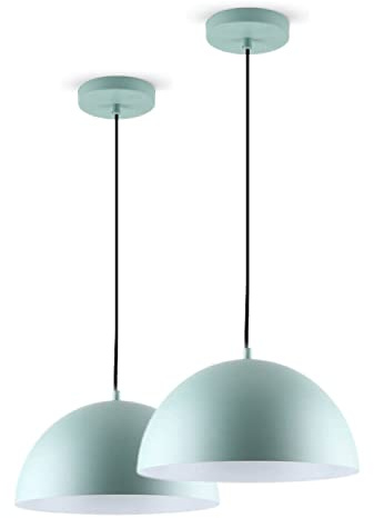LED Universum 2er-Set Pendelleuchten Jada Mint Ø30cm x 125cm, E27 Fassung, max. 40W, Hängelampe, Hängeleuchte, Deckenlampe, Wohnzimmerleuchte, Kinderzimmerlampe, Metall