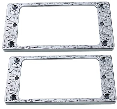 Guyker Metall Flache Humbucker-Abdeckung, Pickup-Befestigungsring-Set – Steg-Hals-Pickup-Rahmen Ersatzteil für E-Gitarre oder Precision Bass (2 Stück, PR008 Chrom)