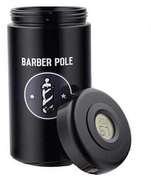 Smell Proof 500ml 1oz Airtight Uv Light Protected jar with hygrometer that measure the humidity levels - Barber Pole - Herb Protector