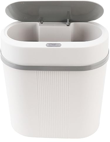 Brrnoo 12L Smart Mülleimer, Automatischer Berührungsloser Infrarot-Bewegungssensor-Mülleimer für Schlafzimmer oder Badezimmer, Elektrischer Schmaler Mülleimer aus Kunststoff