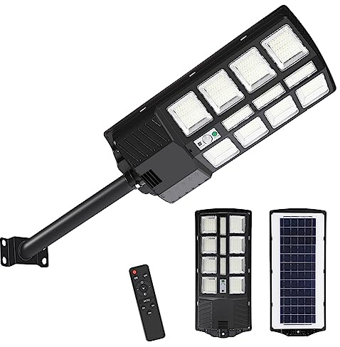 Gimisgu Lampe solaire d'extérieur 400 W LED avec détecteur de mouvement 6500 K IP67 étanche 180° Applique murale solaire pour jardin, rue