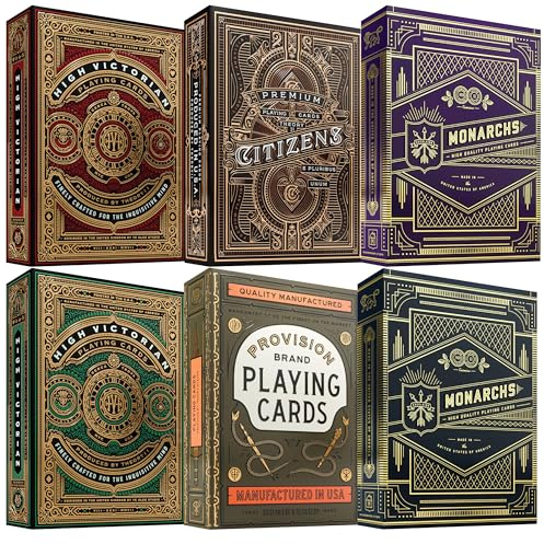 Straight Poker Supplies Ultimate Theory11 Playing Card Bundle | 6 Deck Collector's Assortment. High Victorian Red | High Victorian Green | Monarchs Purple | Monarchs Blue | Provision | Citizens