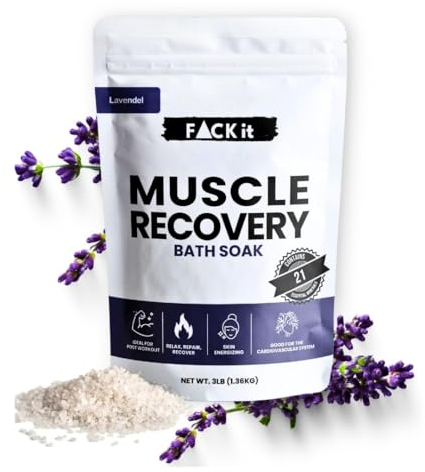 FACKit Recovery Bath Soak: Muskelregenerations-Badesalz - 21 Mineralien, Ätherische Öle & Heilende Salze für rasche Erholung und Regeneration nach dem Training (Entspannender Lavendel, 1,36kg)