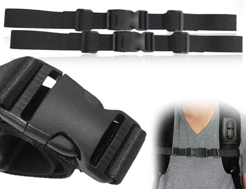 Lhbwhiz 2 Stück Verstellbarer Brustgurt,Schnellverschluss Rucksackriemen Mit Schnalle,Nylon Gurtband,Jogging Allzweck Gürtel,Strapazierfähiger Rutschfester Gurt,für Schultasche(Schwarz,96 * 2.5CM)