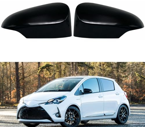 SLONG Toyota Yaris 2012–2019 Zubehör | Auto-Außenspiegel-Abdeckkappen für Toyota Yaris 2012–2019, glänzend schwarz