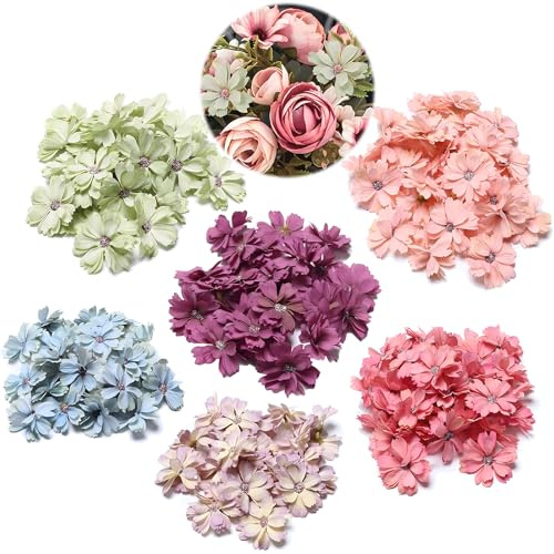 Gloryit Künstliche Blumen，60 Stück Kunstblumen Blumenköpfe | Künstliche Blüten, Blumen Zum Basteln Mit 6 Stile, Für Hochzeit Home DIY Crafts Scrapbooking Dekokünstliche Blumen