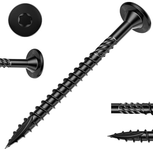 FMhotu #14 Heavy-Duty Wood Screws, Star Drive Deck Screws, Rust Resistant Timber Screws for Timber/Log/Landscaping Wood (8 Inch,100Pcs,Black)