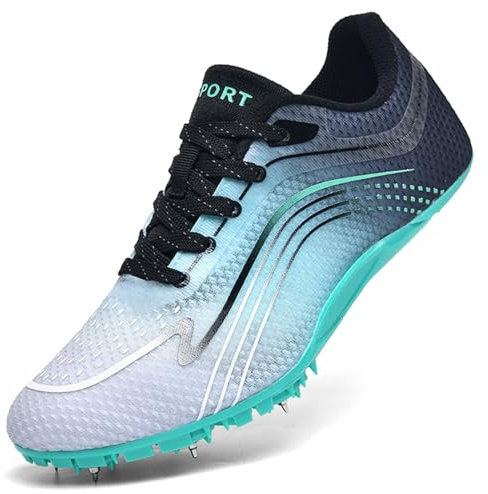 PENXZT Zapatillas de Atletismo para Hombres, niños, niñas, 8 Clavos, Transpirables, para Correr, Saltar y Sprint, de 100 a 400 Metros,B,38 EU