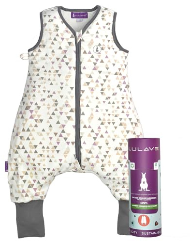 LULAVE Saco de dormir bebe - Saco dormir bebe - Entretiempo - Ideal Otoño - Invierno y Primavera,100% Algodon organico (Gots). Oeko-Tex 100 Modelo Rombos, con pies y calcetines. Talla de 1 a 2 años
