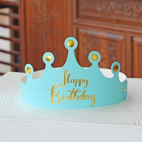Whakano 10 Stück Partyhüte zum Geburtstag,Papierkronen Geburtstagshut,Papier Party Crown Hut,Geburtstagskrone für Geburtstagsfeier,Party,Feierlichkeiten,Foto Requisiten Dekoration,Blau