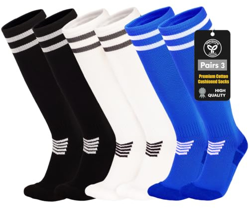 Kids Football Socks Toddler Boys Athletic Soccer Socks Outdoor Sports Socks | Cushioned heel & toe blocks cleat impact.Sweat-wicking fabric.Arch support lessens fatigue.Ideal for rugby,hockey & training.