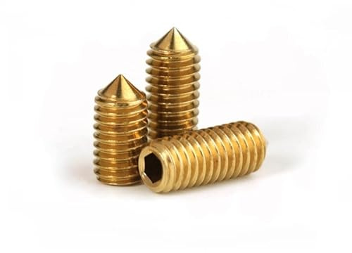 Muarted 30 Stück M3/ M4/ M5, 3-16 mm reines Messing DIN914 Innensechskant Kegelspitze Gewindestift(M4 x 12mm)