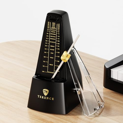 Metrónomo mecánico TERENCE Metrónomo de alta precisión Sonido fuerte Adecuado para piano Violín Teclado Bajo Guitarra Guzheng Tambor Adultos Niños Principiantes Profesional Negro