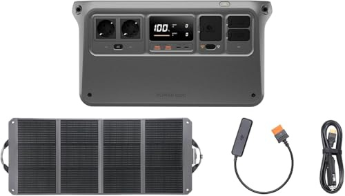 （Preparar adaptador MPPT por cuenta propia）Estación de energía portátil DJI Power 1000, 1024 Wh generador solar con 1×paneles 120W, 1×controlador MPPT, para camping/caravanas, carga rápida 70 min.