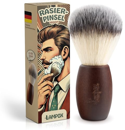 lampox - Pennello da barba da uomo con setole morbide e manico in legno – per un'esperienza di rasatura simile a un barbiere con rasoio o rasoio, cura della barba, barbershop