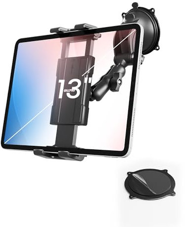 OHLPRO Tablet Halterung Auto Windschutzsche & Armaturenbrett Universal 360° Drehung iPad Autohalterung mit Verstellbare Arm+ Waschbar Saugnapf Tablet Halter für 5-13 Tablet Smartphone