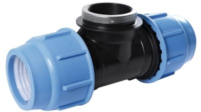 SAB Raccordi a Compressione a T BlueSeal 16 Filettato Femmina 63 x 21/2 x 63, Raccordo Idraulico in PP, PN16, per Giunzione Tubi in Polietilene, per Impianti di Irrigazione