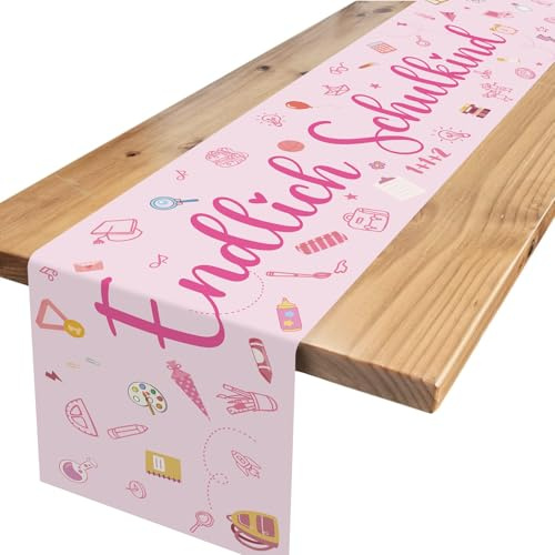 Tischdeko Einschulung,Rosa Endlich Schulkind Mädchen Deko