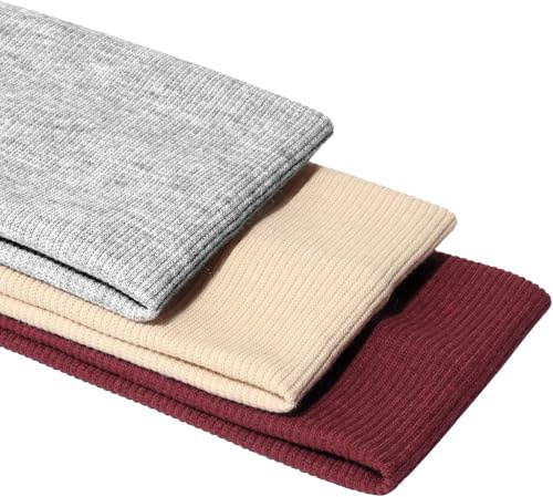Hårband för Kvinnor, Bomull, Elastiskt Pannband med Halkskydd, 3 Pack, för Yoga, Träning, Löpning, Sport (grå, bordeauxröd, hudfärg)