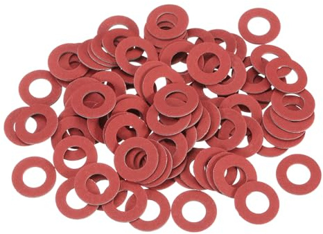 QUARKZMAN 220 Stück Runde Unterlegscheiben M6 x 12 x 1 mm, Stahl Dichtscheiben Rot Papierschicht Beilagscheiben Set, O Ring Flache Dichtungsringe für Schrauben Muttern Gewindestange