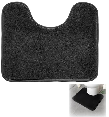 ZcrPrn Toilet Mat,Toilet Mats Pedestal Only,U-shape Soft Non Slip Absorbent Pedestal Mat,Thick Toilet Mats for Bathroom toilet (black)