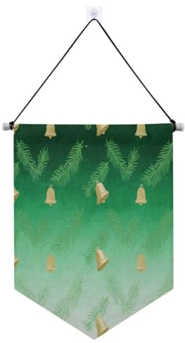 Gelbe Glockenförmige Stechpalmen-Banner-Aufhänger für die Wand mit Teleskopstange, Haustür-Banner und Dekorationen für Büro, Schule, Klassenzimmer, Schlafsaal, Zuhause, Banderinen für Fiestas