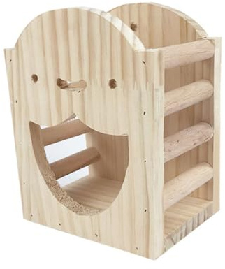 SOIMISS Meerschweinchen Futterhalter Holzstange Futterbehälter Käfiggestell Sauberer Futterautomat für Kaninchen Kleintiere Haustierbedarf