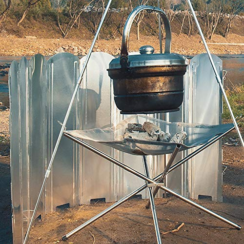 Acouto Estufa Plegable Al Aire Parabrisas Estufa de Camping Pantalla contra el Viento 8 Placas Parabrisas con Bolsa de Transporte para Acampar Picnic Mochilero Cocinar 8 Pantallas Corrosión
