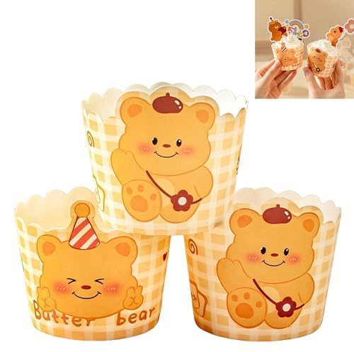 Smaoqingji Papel Magdalenas Moldes Cupcake Cases - 50 Unidades, Amarillos, Disposable Baking Cups Paper Muffins, Aptos Para la Preparación de Cupcakes, Magdalenas, Pasteles y Otros Dulces