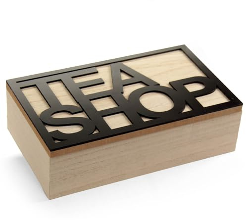 Maury's Contenitore Porta Tisane, Tè - Scatola in Legno Naturale, Stile Elegante, Tea Shop per Conservare e Organizzare, Salva Aroma, Bustine da Thè e Infusi (Legno Naturale, 22 x 13 x 7H CM)