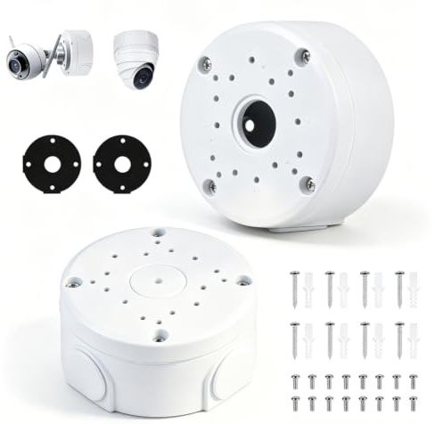 EFUTURETIME 2x Caja de Conexión para Cámara en Aluminio, Universal Caja de Cable para Cámara Domo y Tipo Bala Impermeable de Exteriores e Interiores Montaje en Pared y Techo, Blanco | Caja de conexiones semiesférica universal para cámara de vigilancia, color blanco