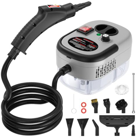 Steam Cleaner Handheld 2500W, 6-Speed Portable Handheld Steamer with Accessories, 15s Heat-Up, 1.2L Tank, Chemical-Free Deep Cleaning for Floor, Bathroom, Kitchen, Window, Car, Curtains (Grey)