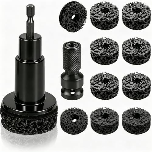 MIGIFTDY Radbolzen- und Radnabenschleifer mit 10 Schleifköpfen, 5 cm Diamant-Reinigungsset für Bohrmaschinen und 1/2 Schlagschrauber, effektiver Rostentferner für Felgen, Radnaben und Bremsscheiben