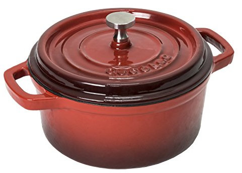 Cecotec Escarlata - Cocotte redonda, cazuela de hierro fundido con pomo de acero inoxidable, 24 cm, para 5-6 personas