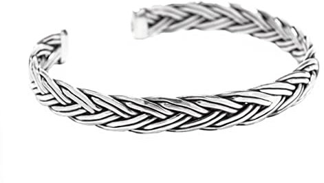Windalf Armreif ARDOR Ø 6.2 cm Wikinger Partner Armschmuck Zopfmuster Handarbeit 925 Sterlingsilber