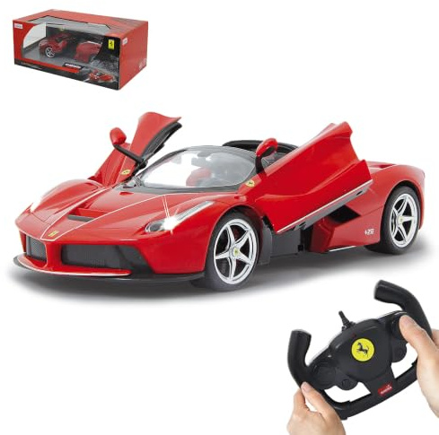 JAMARA 405150 - Ferrari LaFerrari Aperta 1:14 27MHz Driftmodus - Türen öffnen, offiziell lizenziert, ca 1 Std Fahrzeit, ca. 11 Kmh, LED Licht, perfekt nachgebildete Details