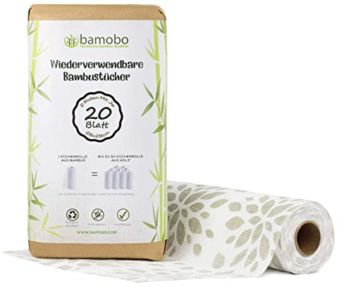 [2 pezzi] 100% bambù, rotolo da cucina lavabile, panni ecologici, sostituisce fino a 50 rotoli di carta da cucina – assorbente/antistrappo/ipoallergenico/antibatterico/biodegradabile