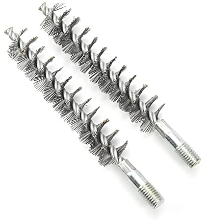 Utoolmart Lot de 2 brosses de nettoyage rondes en fil d'acier, interface filetée M12, diamètre 25 mm, longueur 160 mm