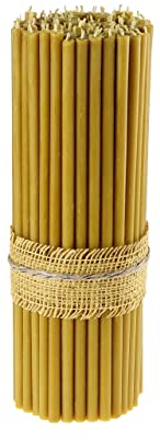 Danilovo Ritual Kerzen 100% Bienenwachs (Gelb) - Orthodoxe Kerzen für Gebet Tischdeko Hochzeit - Ungiftig, Ruß - Tropffrei, Nachhaltige Produkte, N10, Höhe: 35,5 cm, Ø 11 mm (10 stück)