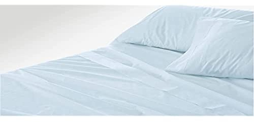 Burrito Blanco Sábanas de Hostelería | Juego de Sábana Cama 105 | Cama Individual | Ropa de Cama Algodón/Poliéster | Fácil Planchado | Color Azul | Disponible en Más Medidas