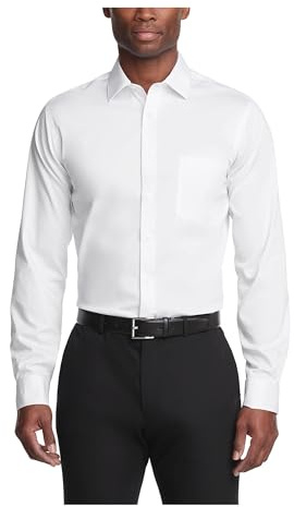 Van Heusen Men's Dress Shirt Regular Fit Ultra Wrinkle Free Flex Collar Stretch, White, 18-18.5 Neck 34-35 Sleeve
