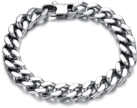 OSTAN Herren Armband Edelstahl Armreifen Fahrradkette für Männer Silber