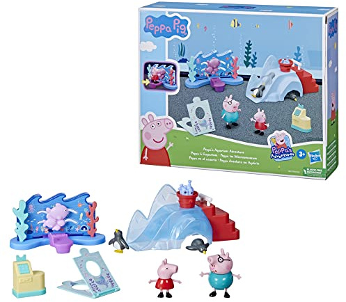 Peppa Pig Peppa’s Adventures Peppa im Meeresmuseum, Vorschulspielzeug mit 4 Figuren und 4 Accessoires, für Kinder ab 3 Jahren