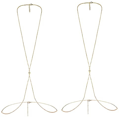 haihaz,2 Pezzi Catena Bra Collana,Catena del Corpo,Donne Sexy Pancia Bikini Catena,Semplice catena di vita,della Catena del Corpo della Pancia,Collana da Bikini Spiaggia,Catena per Il Corpo Catena