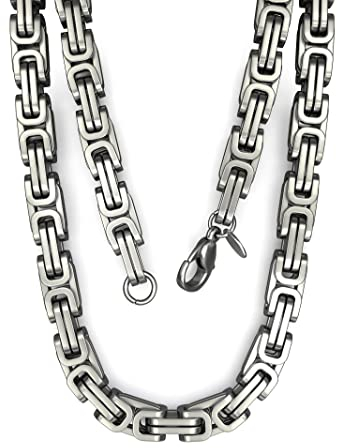 Fly Style Byzantiner Königskette Edelstahl - Halskette Herren silber poliert - 6mm breit, 50cm lang